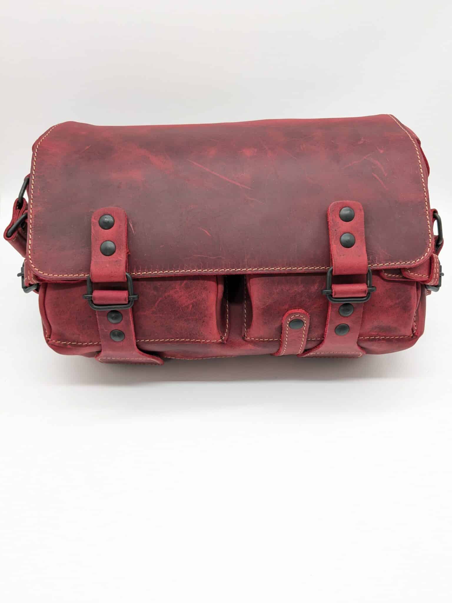 Sac german cuir gras rouge