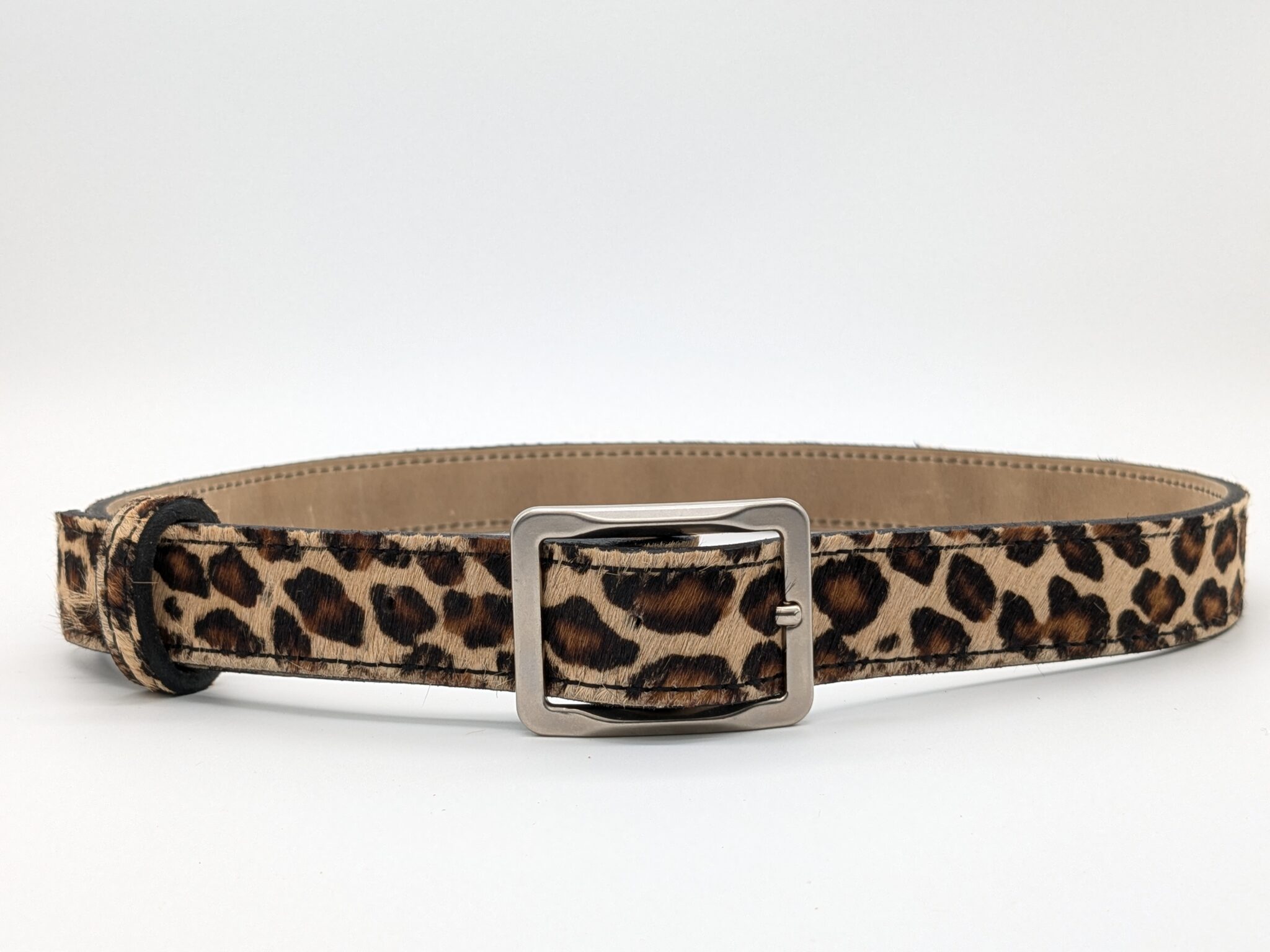 ceinture fine imprimée poils léopard