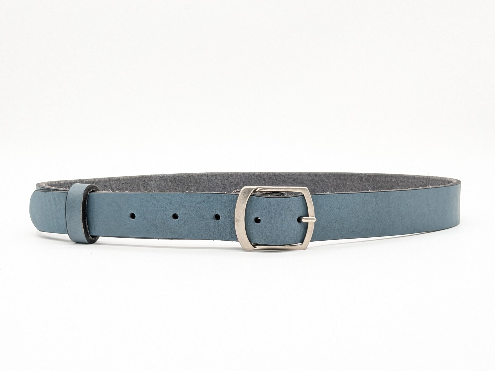 ceinture fine cuir bleu acier