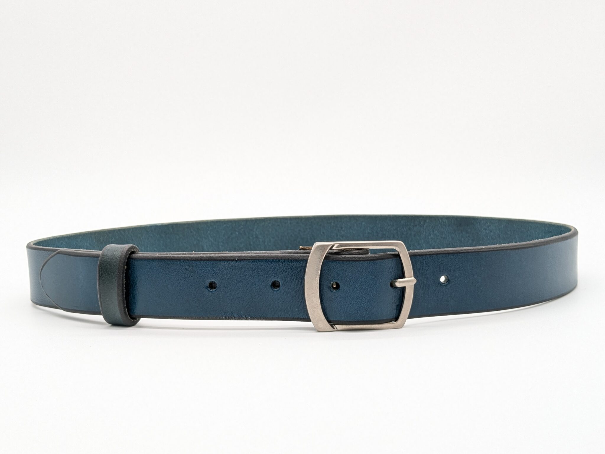 ceinture fine cuir bleu pétrole