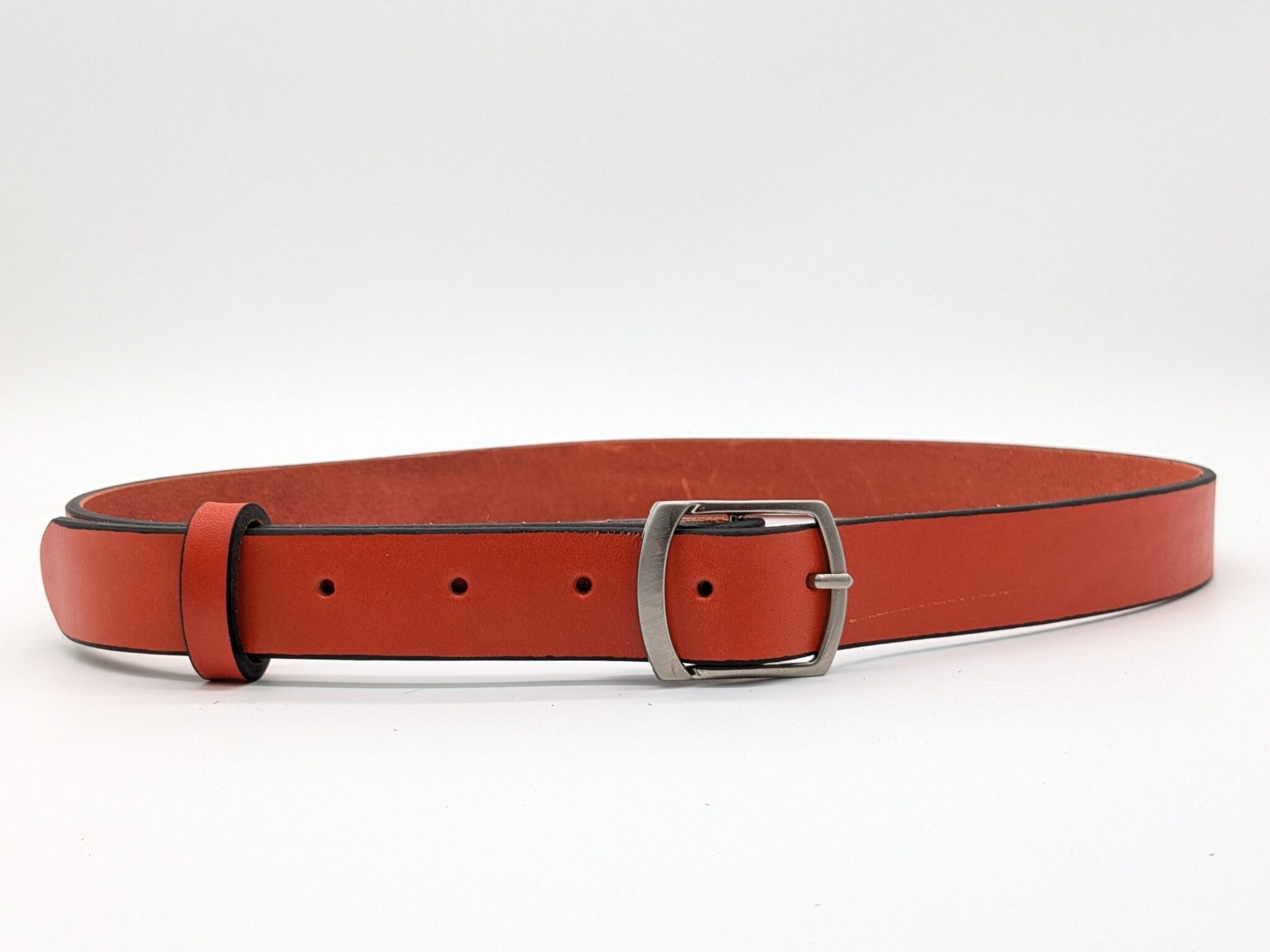 ceinture fine cuir orange