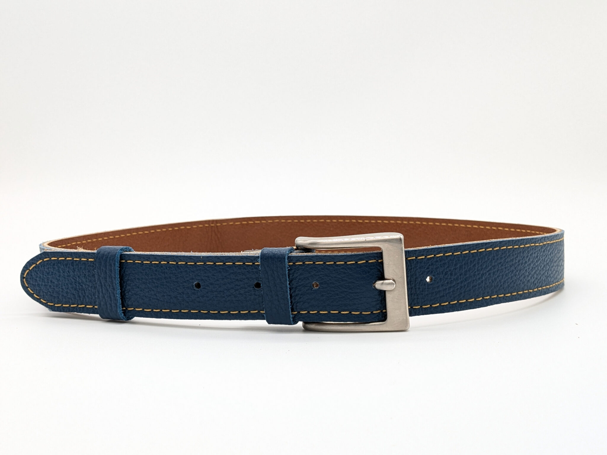 ceinture cuir grainé bleu marine