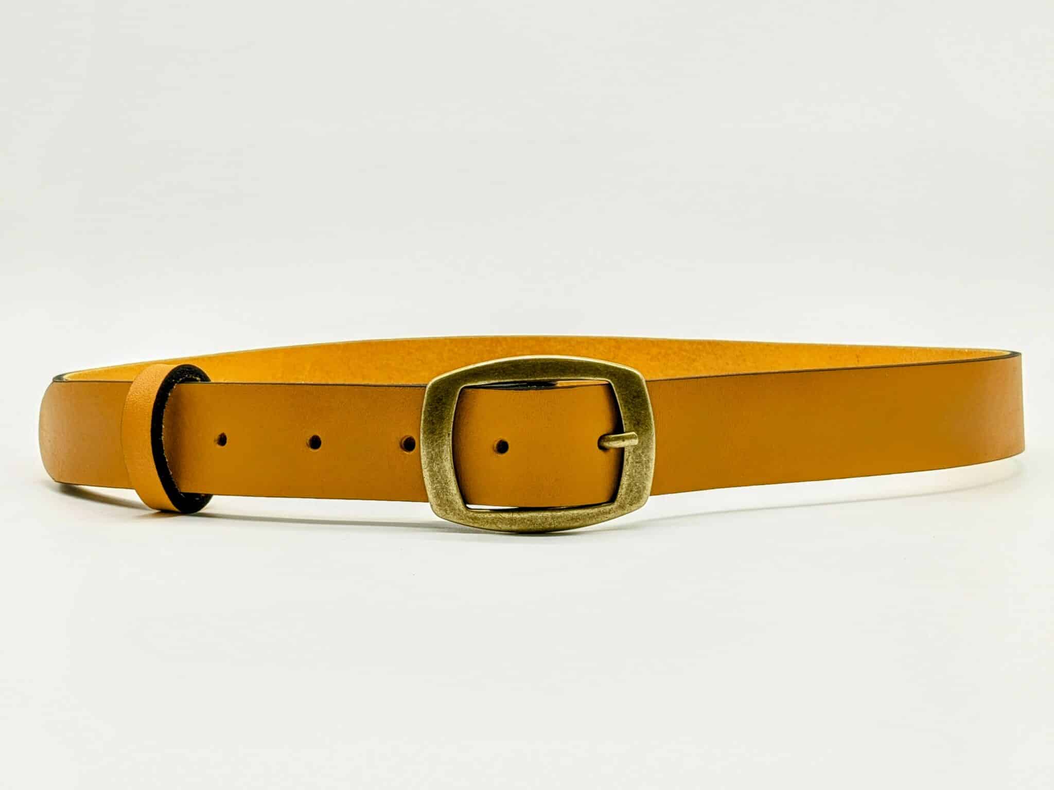 ceinture 28 mm jaune moutarde cuir de vachette