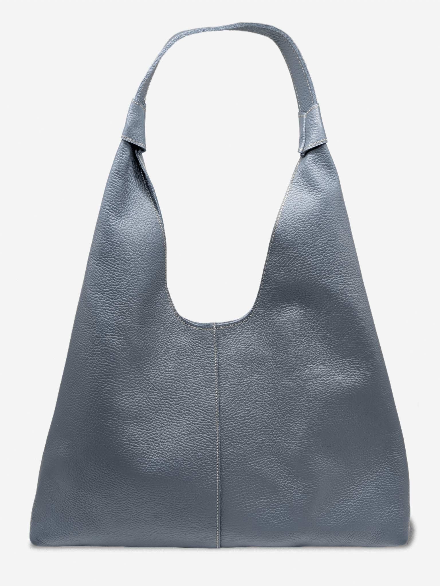 sac manon cuir grainé bleu acier